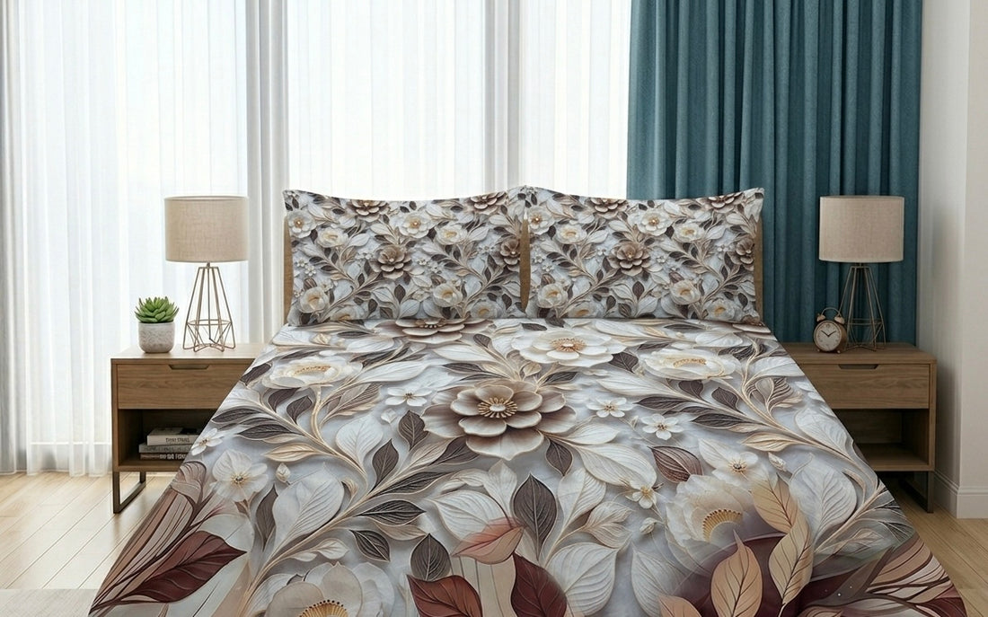 3D Bedsheet- D15 Brown Straw