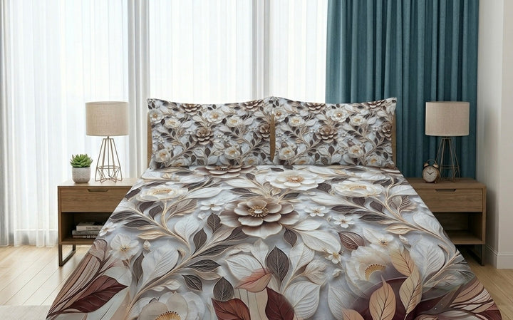 3D Bedsheet- D15 Brown Straw