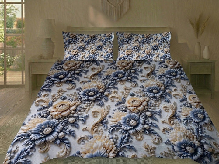 3D Bedsheet- Mystic Blue