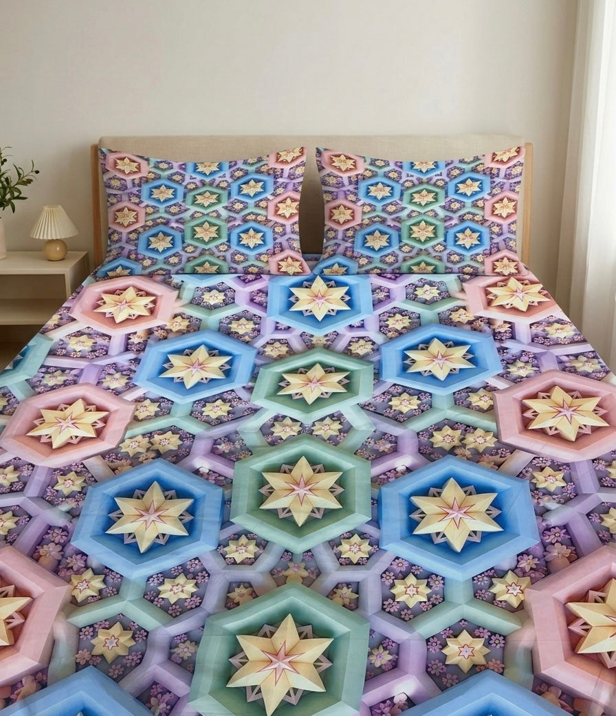 3D Bedsheet- D6 Silky Candy