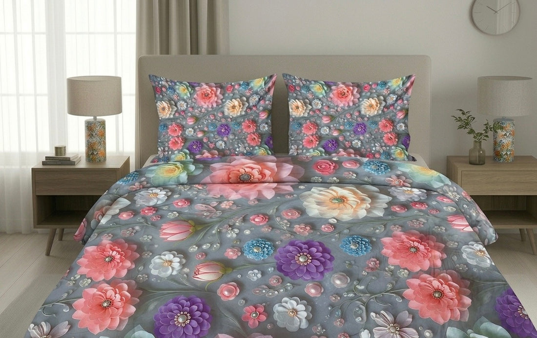 3D Bedsheet- D18 Grey Punch