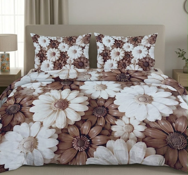3D Bedsheet- D23 Brown n White