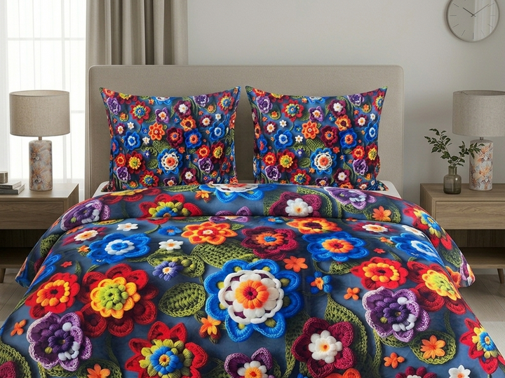 3D Bedsheet- D28 Emb Flowers O4