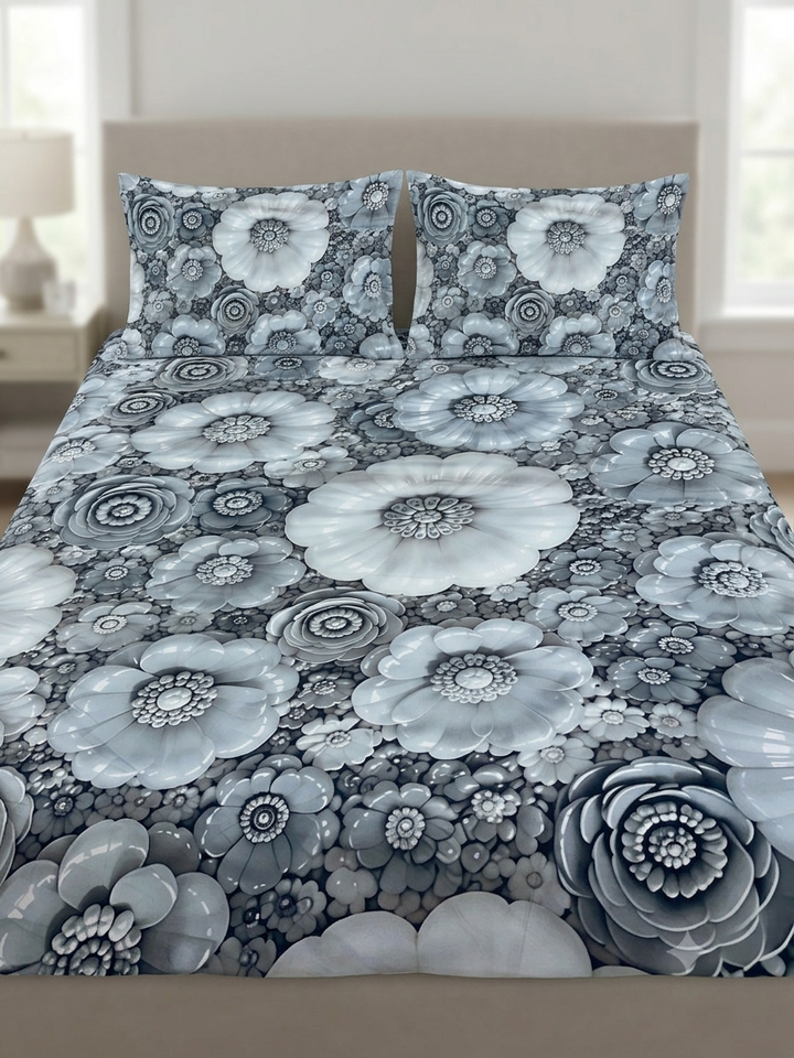 3D Bedsheet- D1 Grey