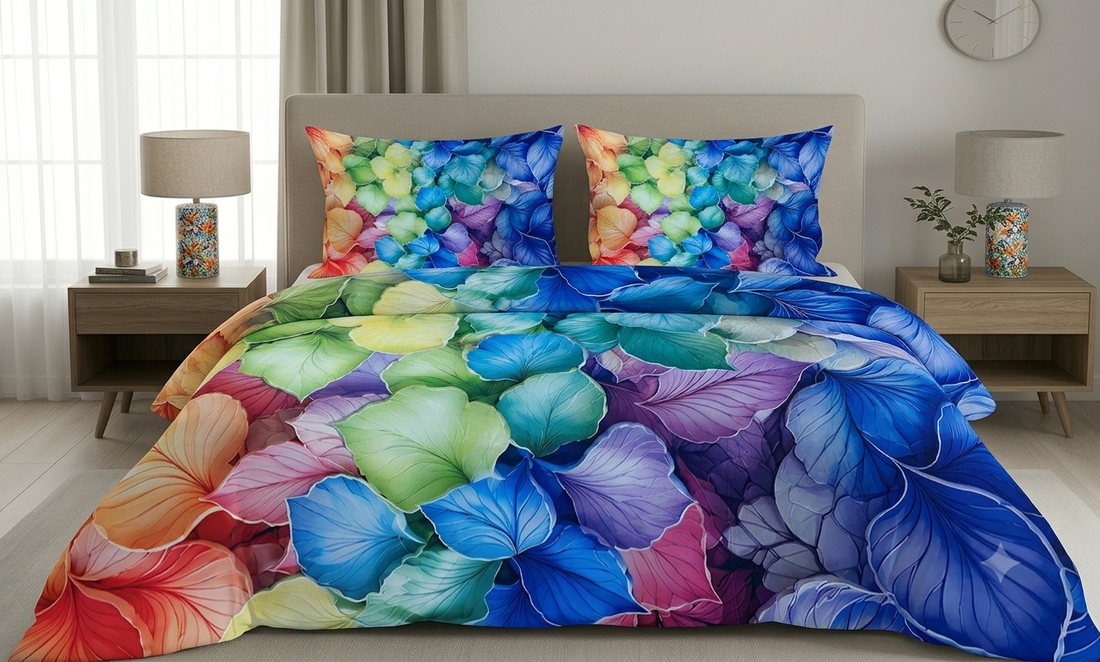 3D Bedsheet- D27 Leafy Multi