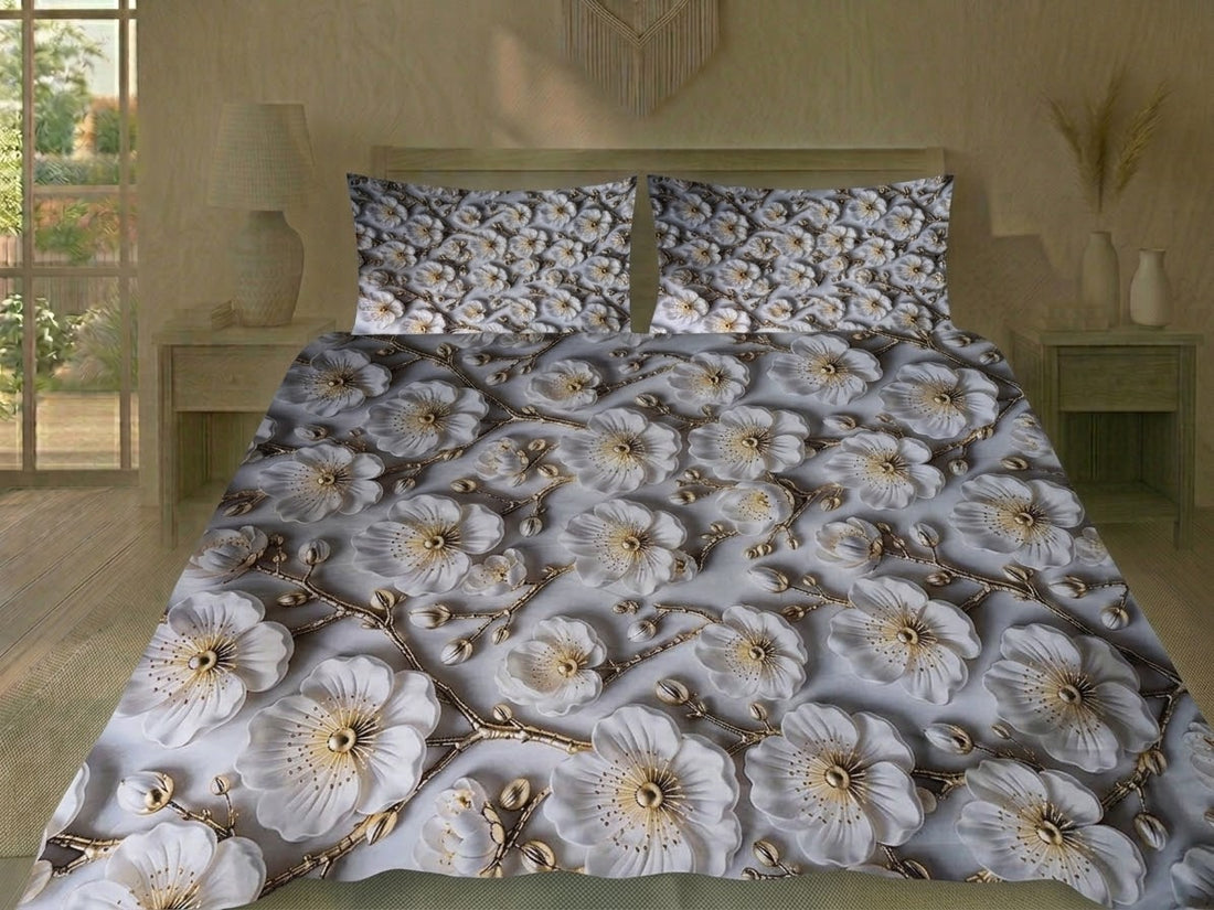 3D Bedsheet- White Goose
