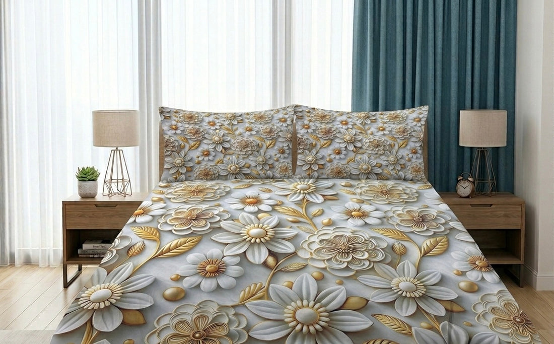 3D Bedsheet- D22 Flora Golden