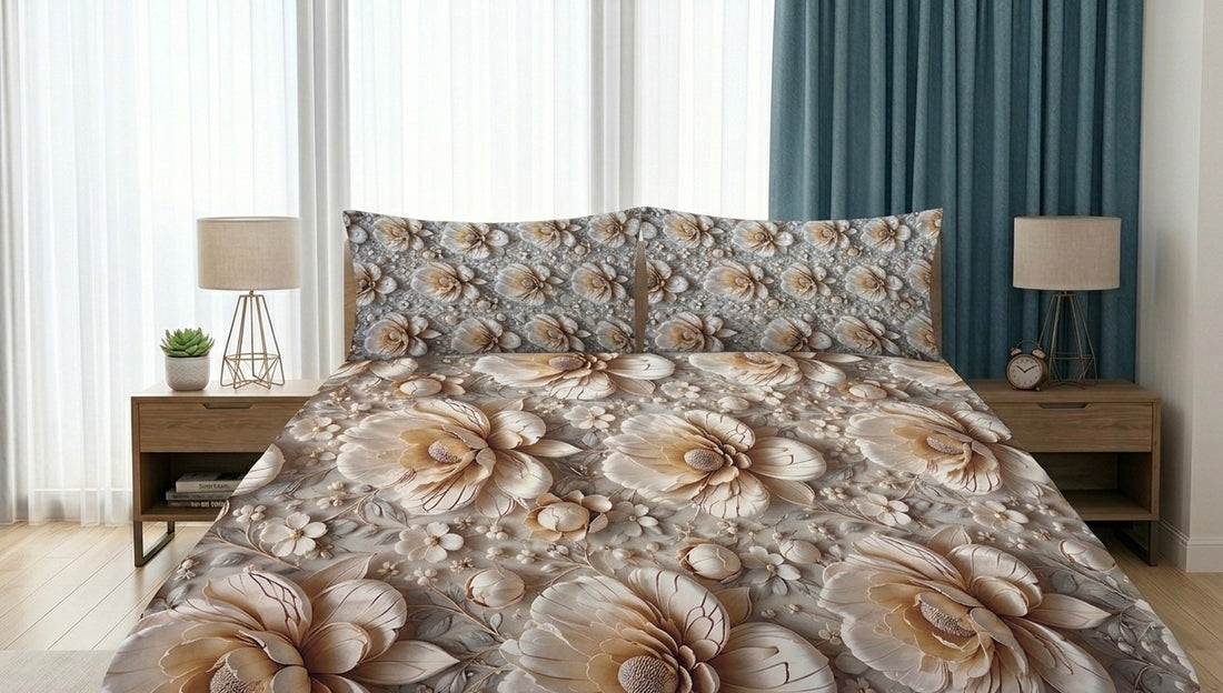 3D Bedsheet- D21 Flora Grey