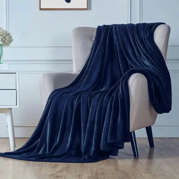 Ac Blanket Navy Blue - Oversized - Faux Fur Fluffy